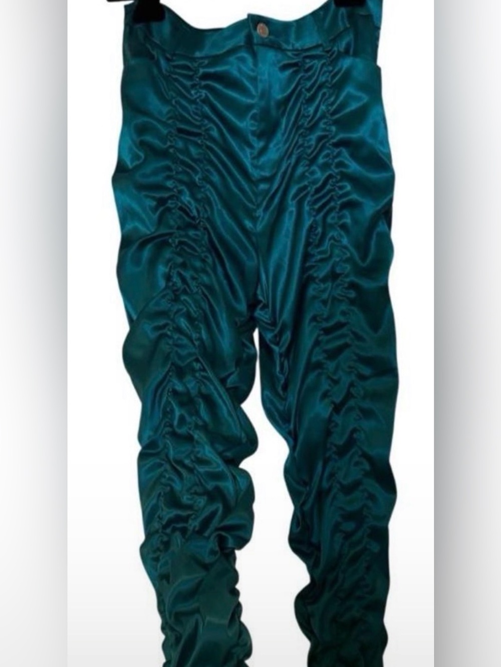 AKIRA
Teal Satin Ruched Stacked Pants Size M/L